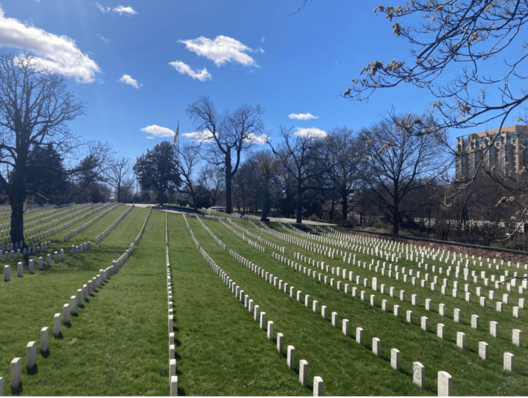 The headstones in Alexandria National Cemetery.