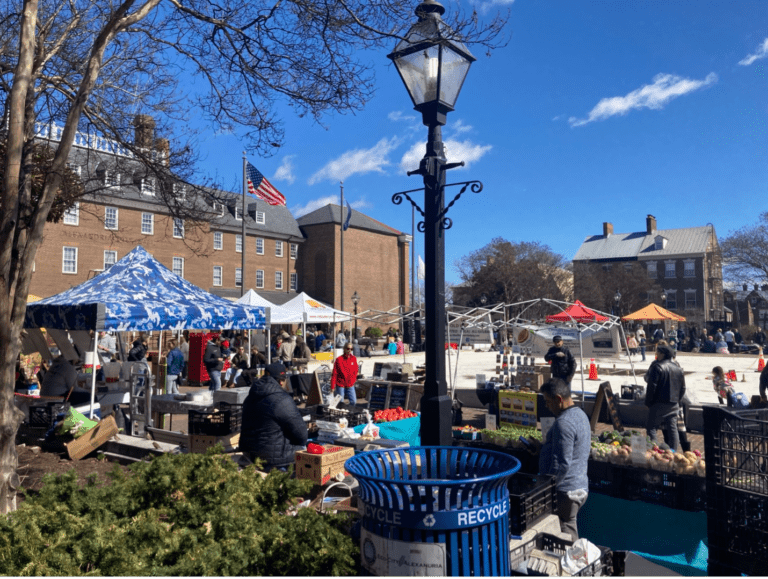 The market in front of Alexandria City Hall.