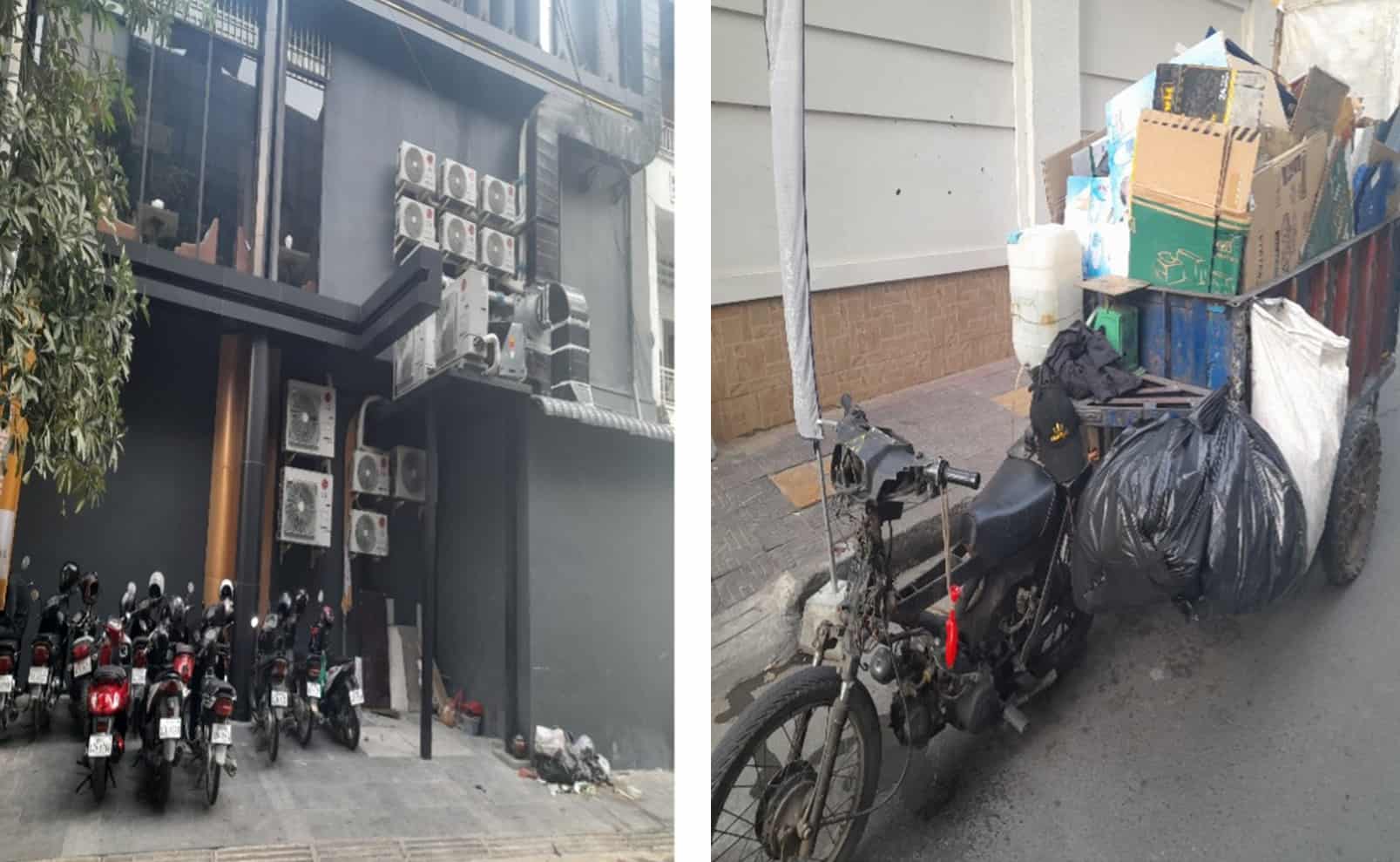 motorcycle converted into a private recycling operation