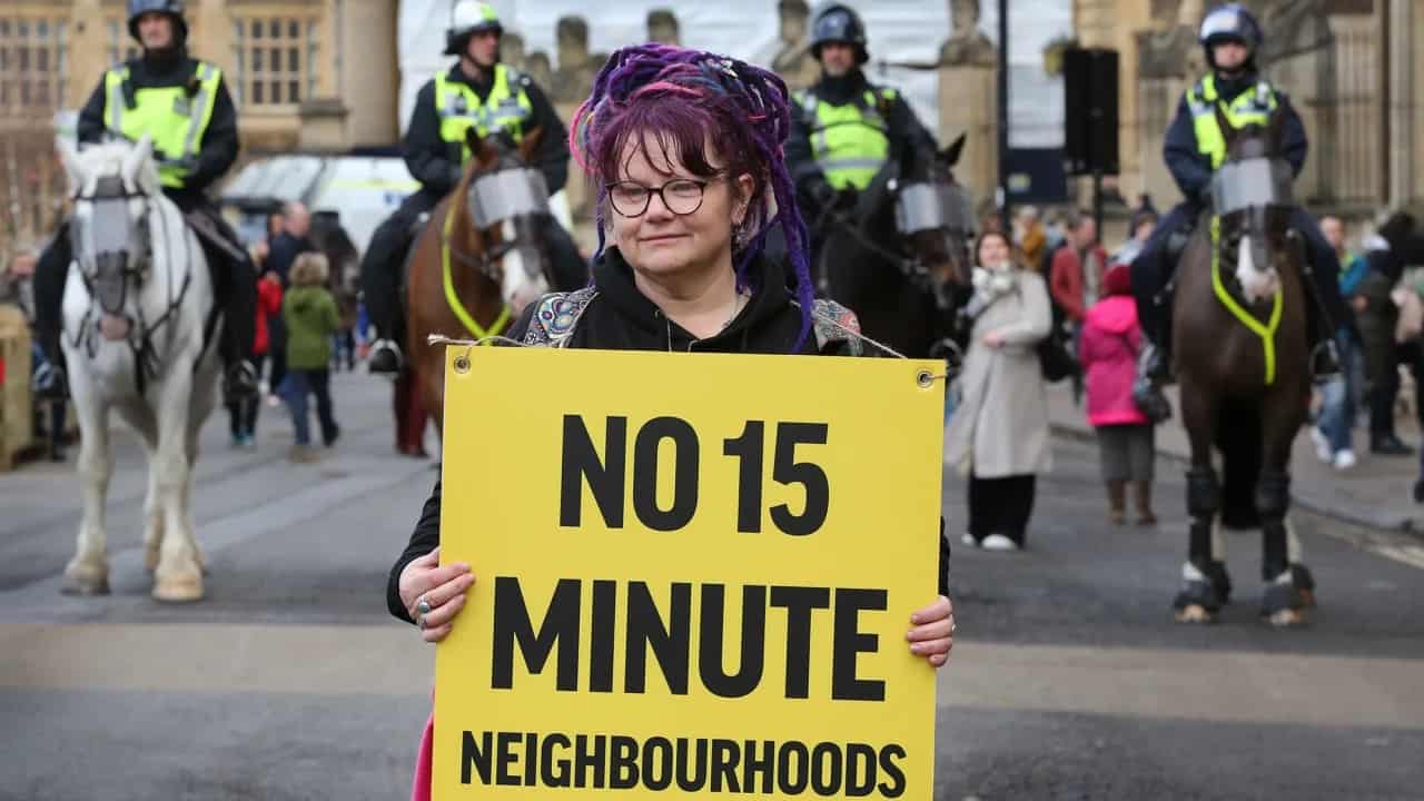 Woman holding a placard in protest