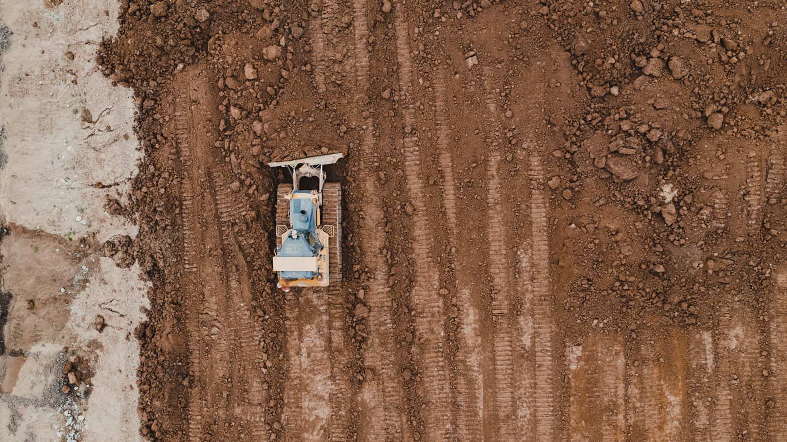 Aerial view of road construction and development