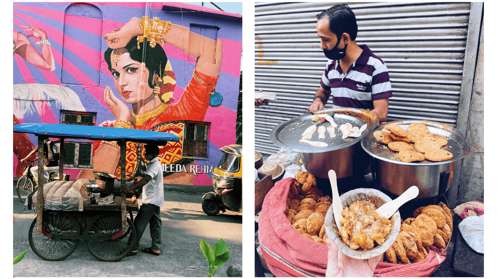 Street food stalls in Mumbai and Delhi