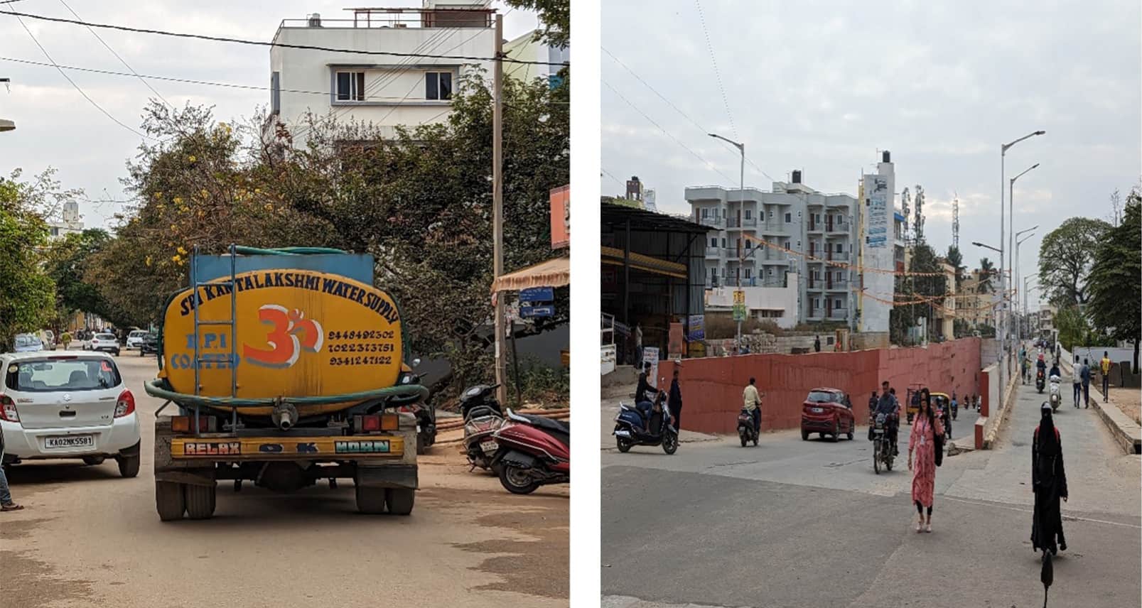 Indian local water truck and underpass