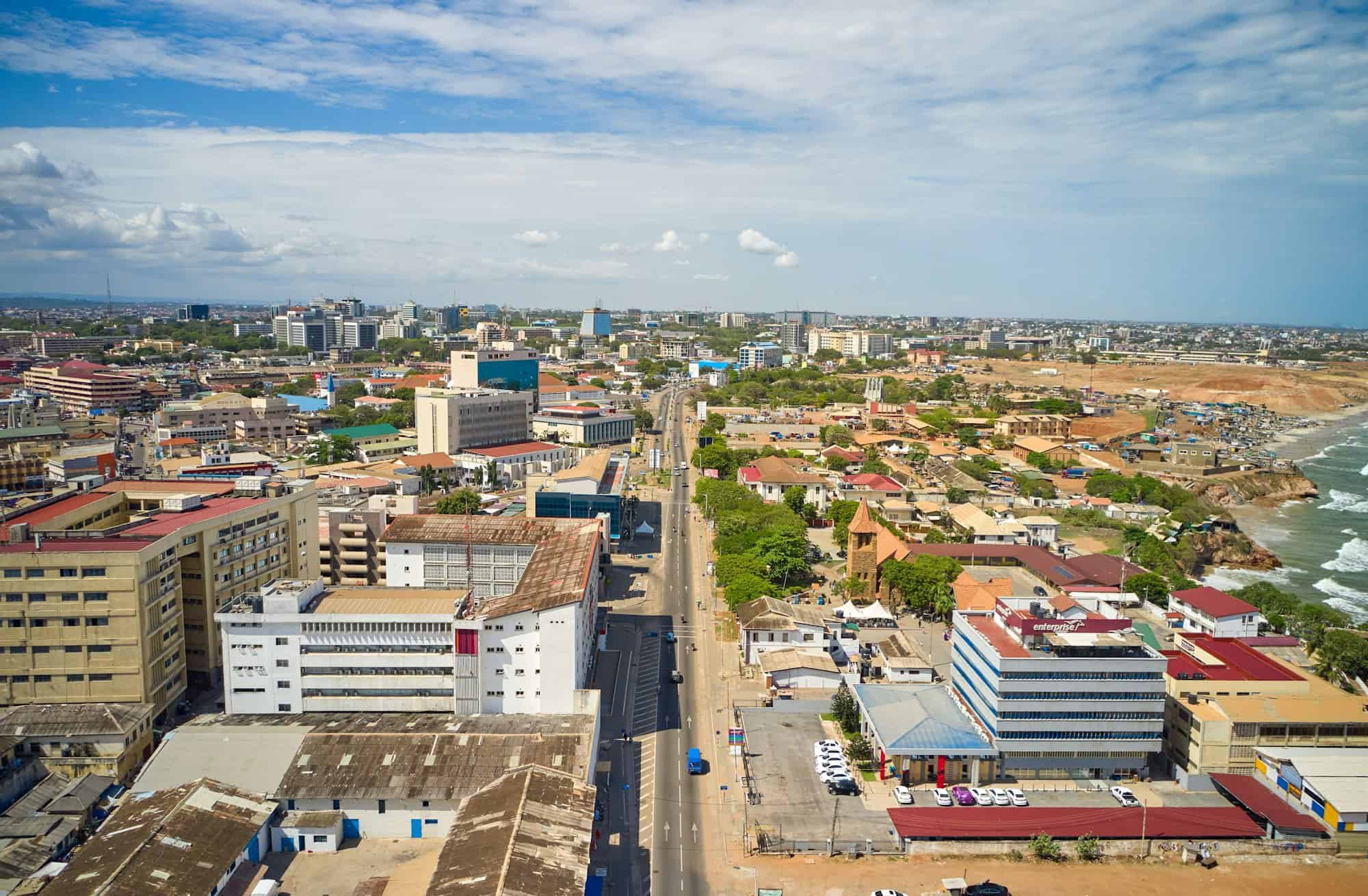 A traffic flow in Accra central, Ghana - Africa